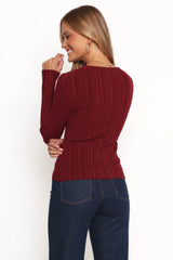 Hatte Cardigan Top - Dark Cherry