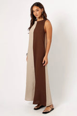 Lindi Maxi Dress - Brown/Beige