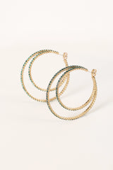 Dancer Double Hoop Earrings - Green