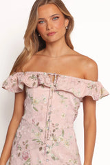 Lauryn Off The Shoulder Midi Dress - Blush Rose